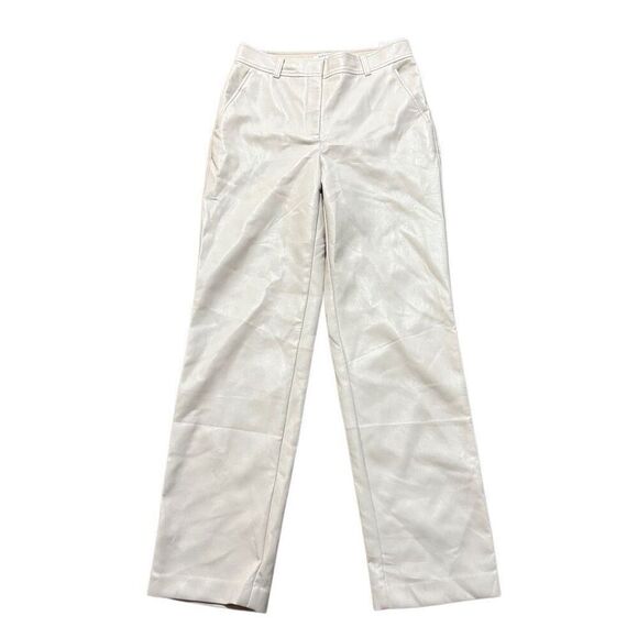 Babaton light beige faux leather straight leg pants size 6 - Picture 1 of 4